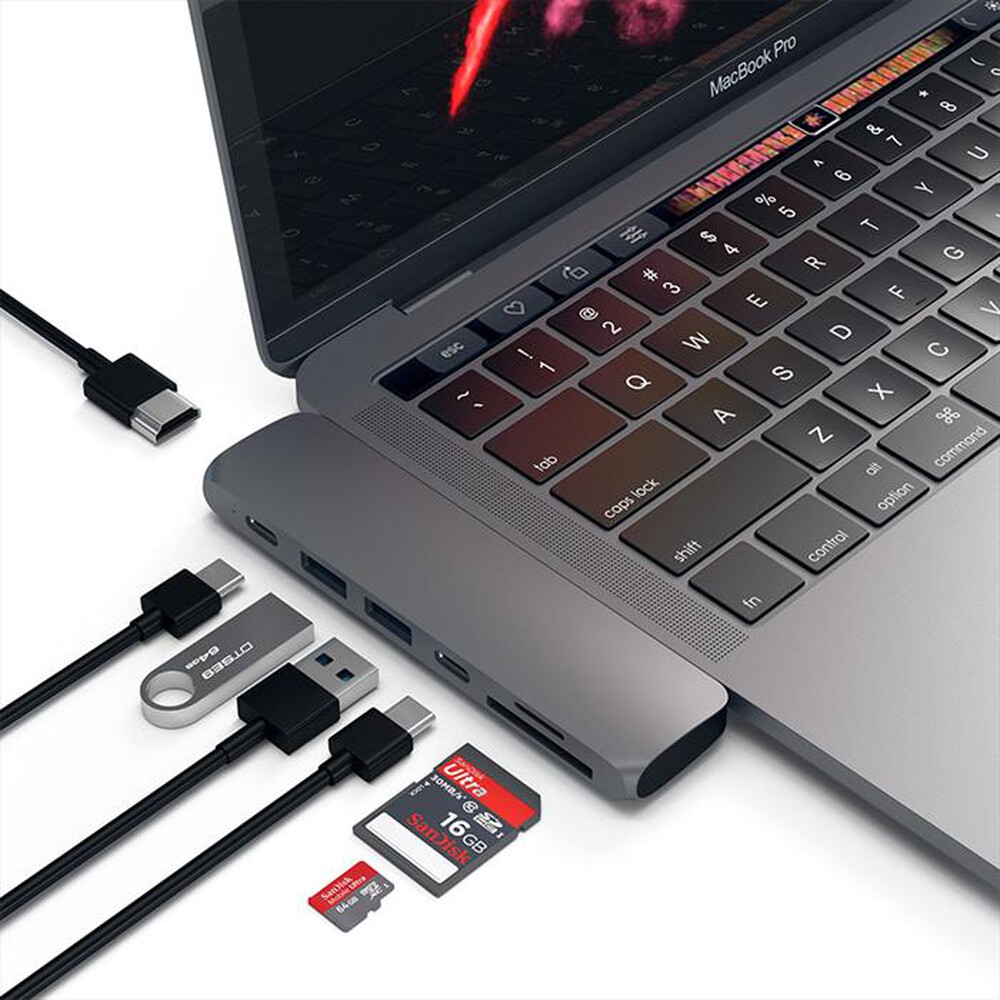 "SATECHI - PRO HUB USB-C CON 4K HDMI + USB-C + CARD READER-space grey"