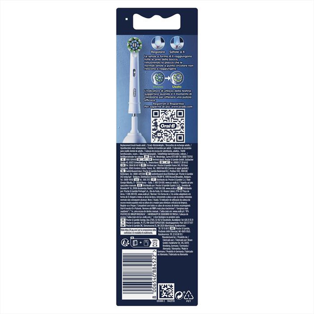 "ORAL-B - TESTINE PRO CROSS ACTION 3 TESTINE-BIANCO"