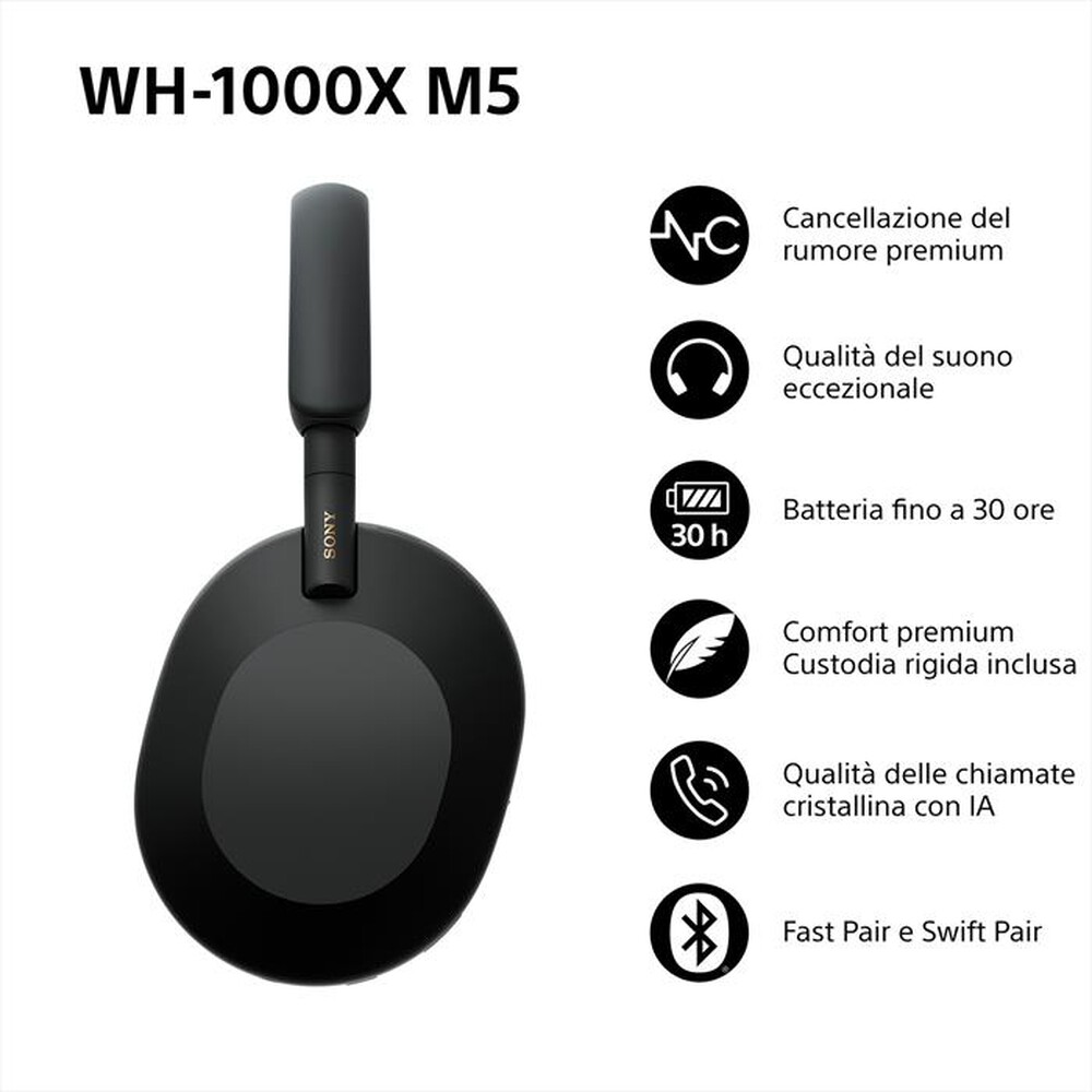 Immagine del prodotto SONY - Cuffie wireless WH1000XM5B.CE7-Nero