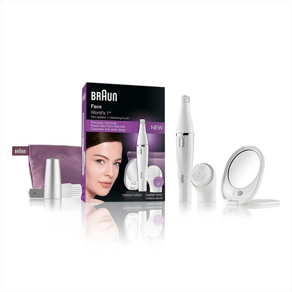 "BRAUN - Face 830  miniepilatore + spazzola viso-Bianco"
