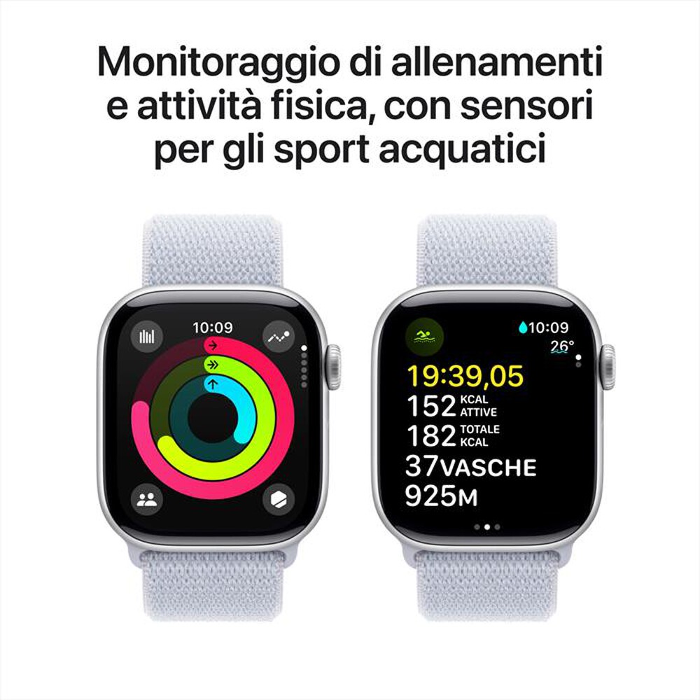 "APPLE - Watch Series 10 GPS 42mm Alluminio-Argento - Sport Loop Blu Cloud"