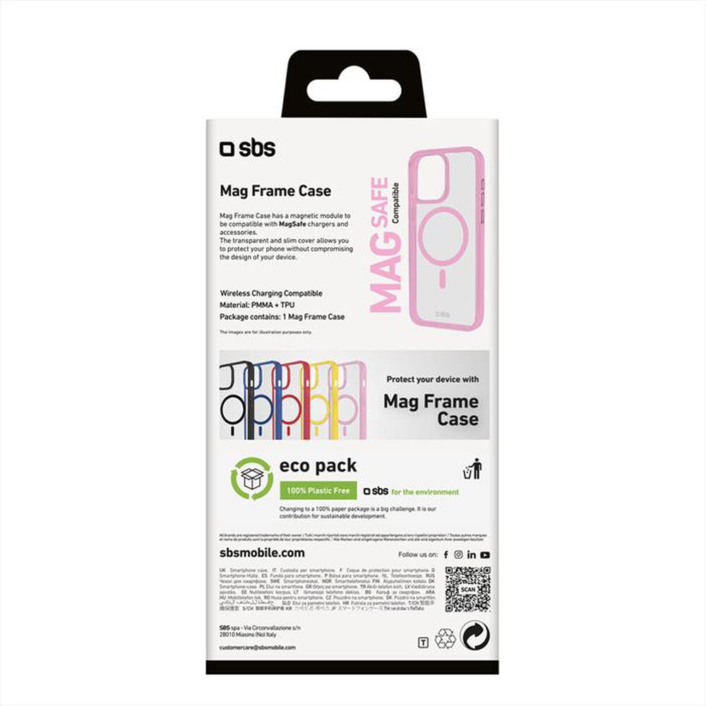 "SBS - Cover Mag Frame iPhone 16 Pro Max TEMAGCOLIP1667PP-Rosa"