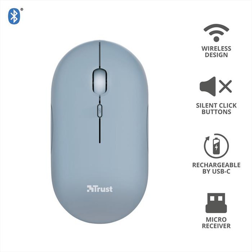 "TRUST - PUCK WIRELESS MOUSE BLUE-Blue"