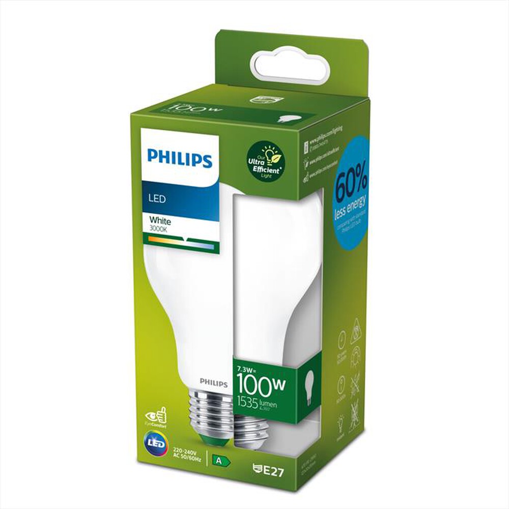 "PHILIPS - LAMPADA A GOCCIA, 7,3 W, E27, 50000 H, BIANCO"
