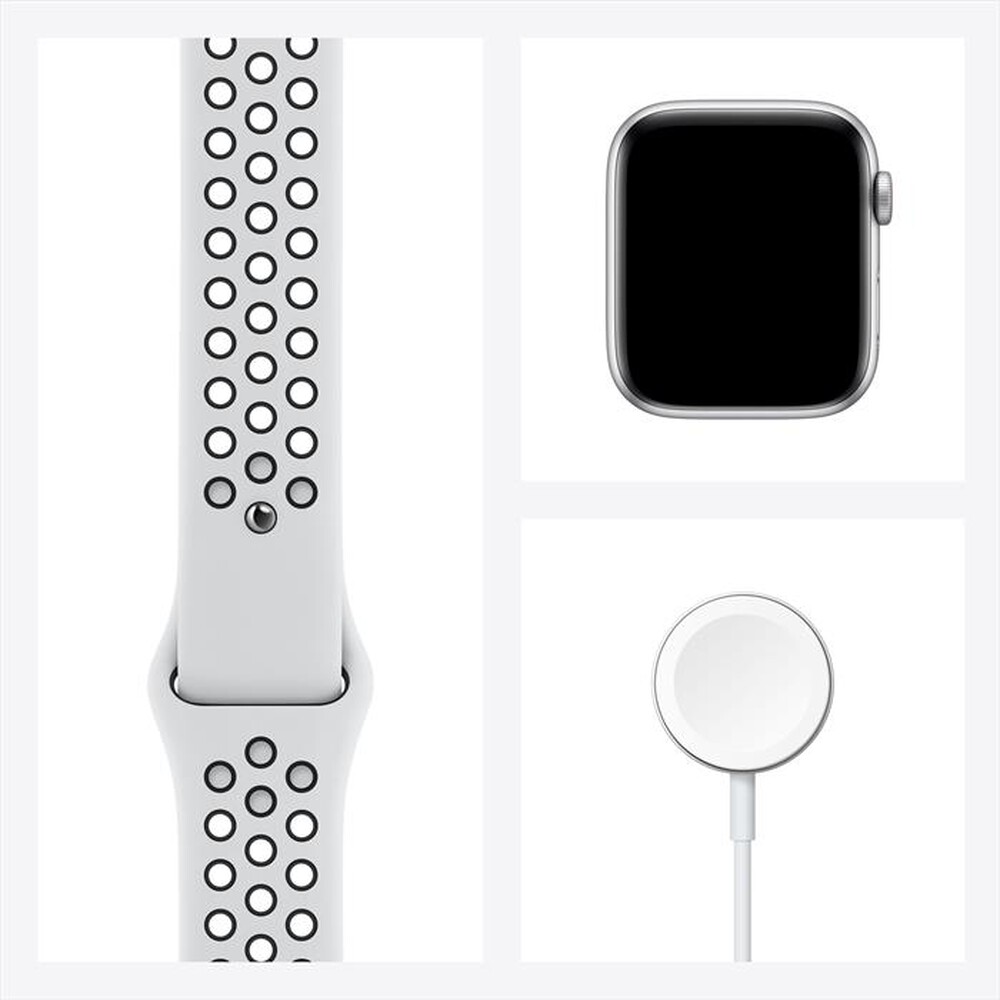 "APPLE - Watch SE Nike GPS 44mm All Silver-Sport Pure Platinum/Black"