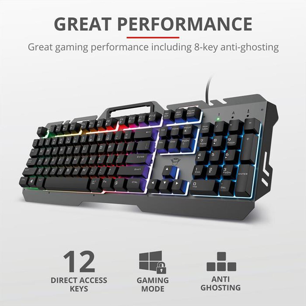Immagine del prodotto TRUST - GXT853 ESCA METAL KEYBOARD IT-Black - Illuminated