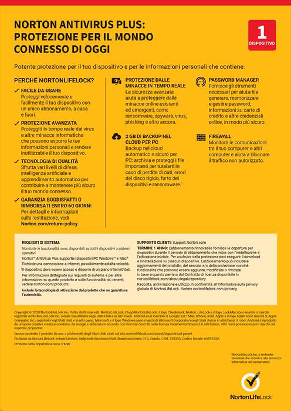 Immagine del prodotto NORTON - Norton Antivirus Plus 2021 1 Dispositivo