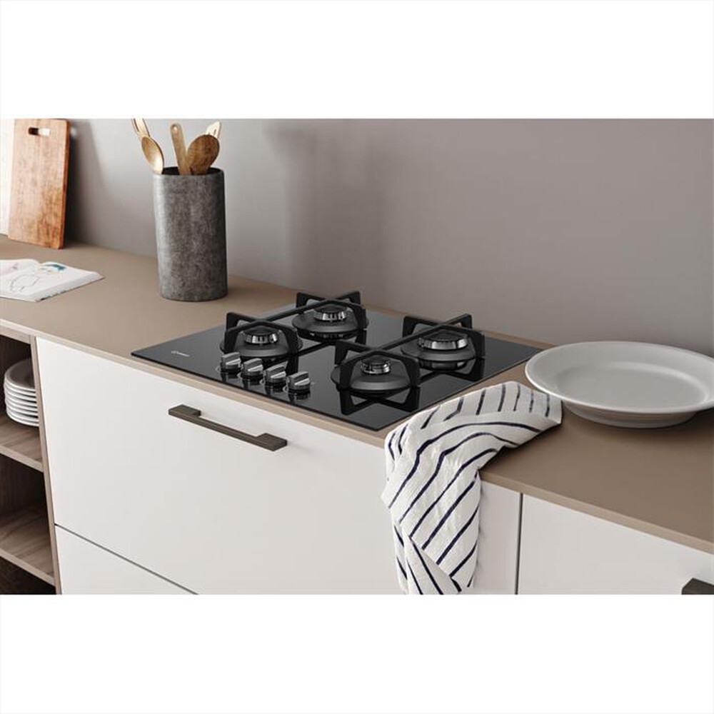 "INDESIT - Piano cottura a gas ING 61T/BK 4 fuochi 59cm-Nero"