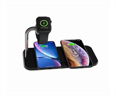 ZENS - TAPPETINO DI RICARICA WIRELESS QI DOPPIO + WATCH-ALLUMINIO NERO
