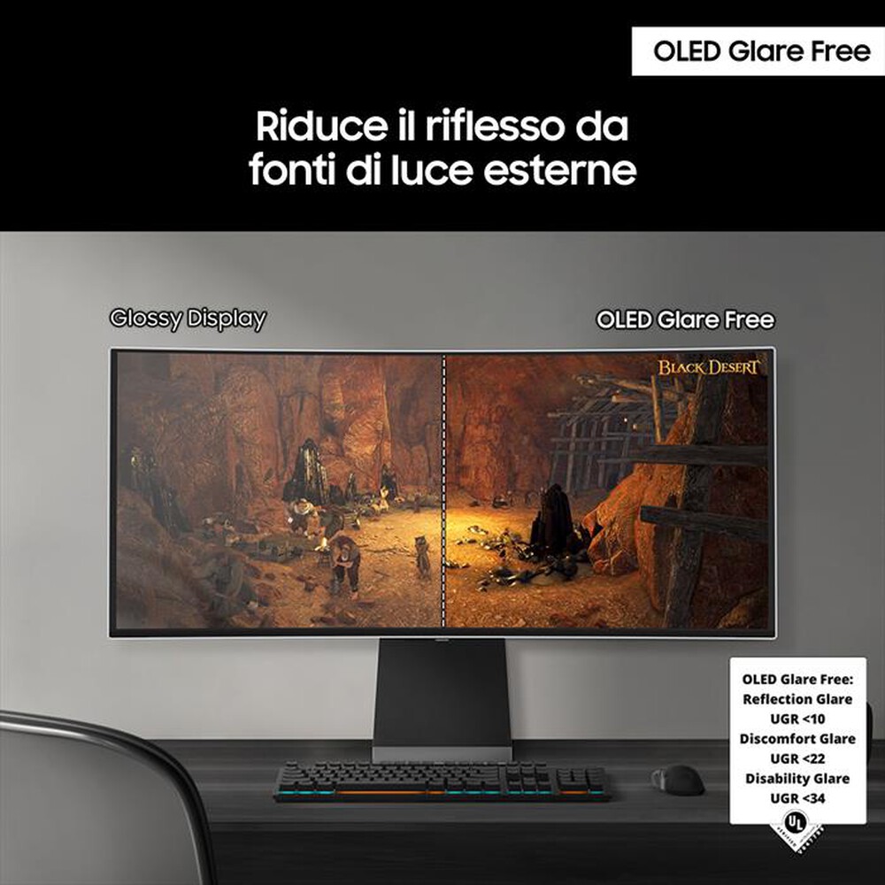 "SAMSUNG - MONITOR GAMING ODYSSEY OLED G8 DA 34\" WQHD CURVO-Silver"