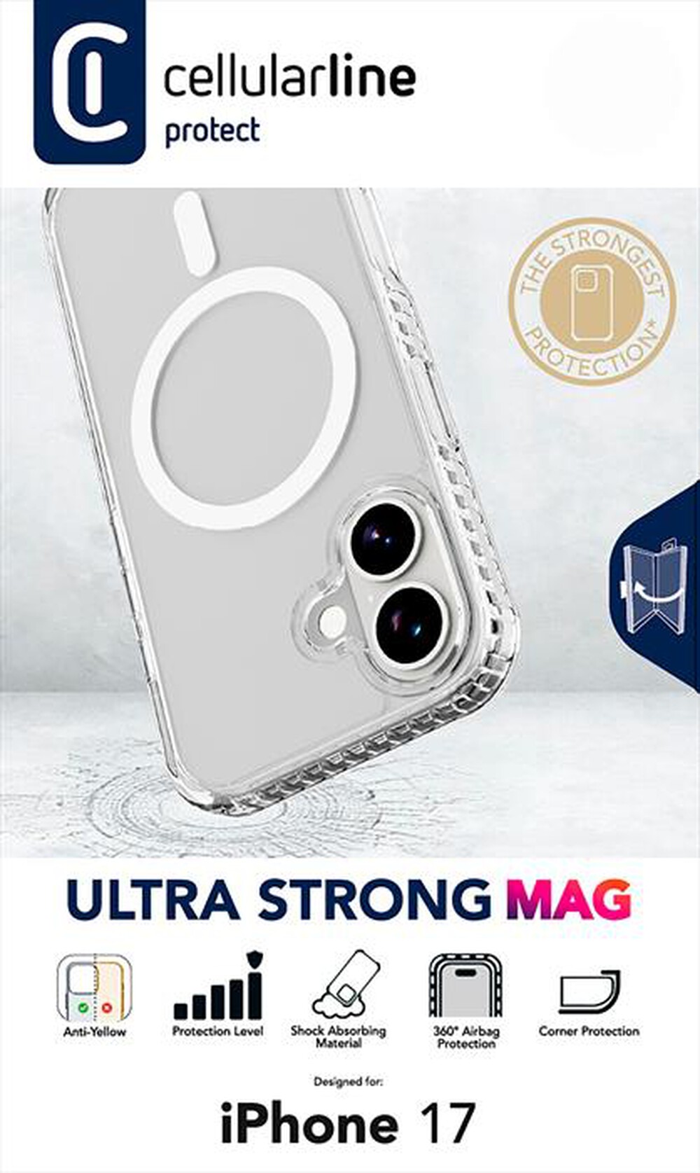 Immagine del prodotto CELLULARLINE - Custodia ULTRA STRONG MAG per IPHONE 17-Trasparente