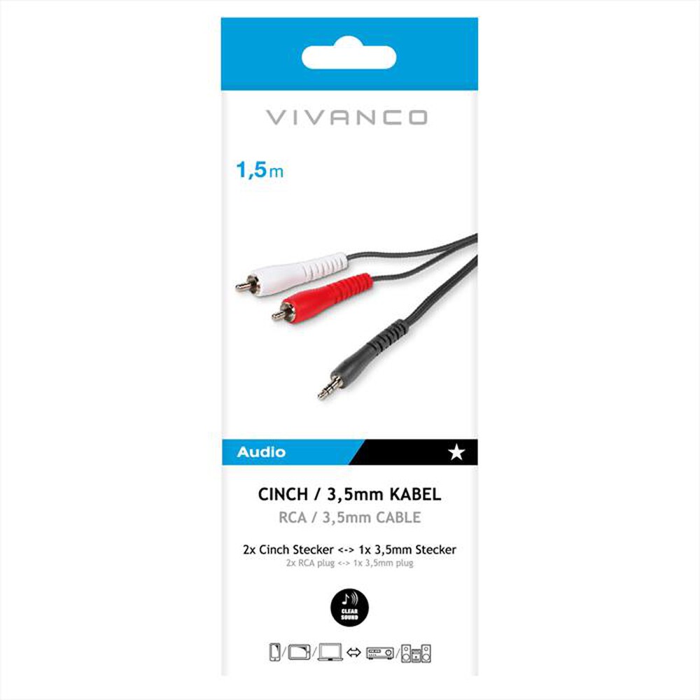 Immagine del prodotto SBS - Cavo audio 3,5 mm a 2 RCA maschio-Nero