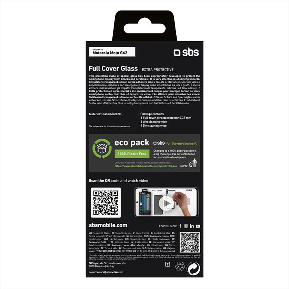 Immagine del prodotto SBS - Screen protector TESCRFCMOG62K per Moto G62-Nero