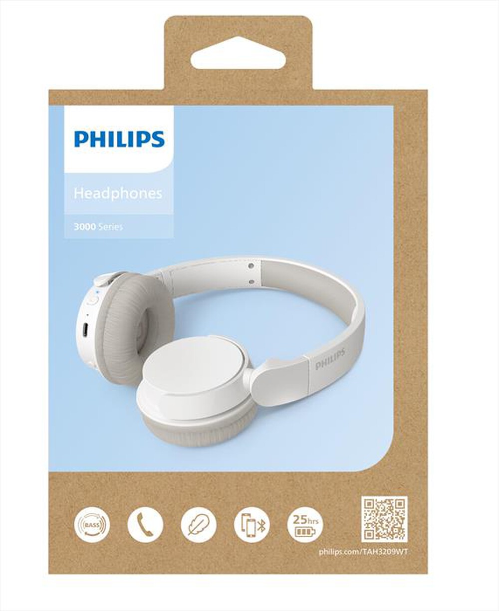 "PHILIPS - Cuffie a padiglione chiuso TAH3209WT/00-White"