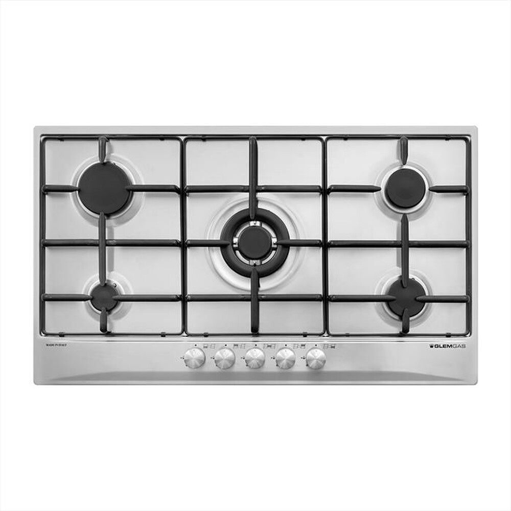 "GLEM GAS - Piano cottura a gas GT955IX 5 fuochi 86cm-Acciaio Satinato"