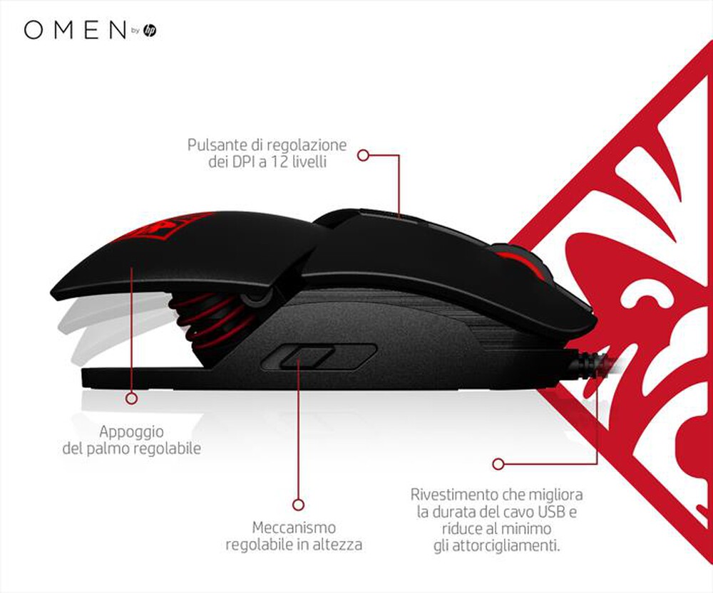 "HP - OMEN BY HP REACTOR MOUSE-Nero"