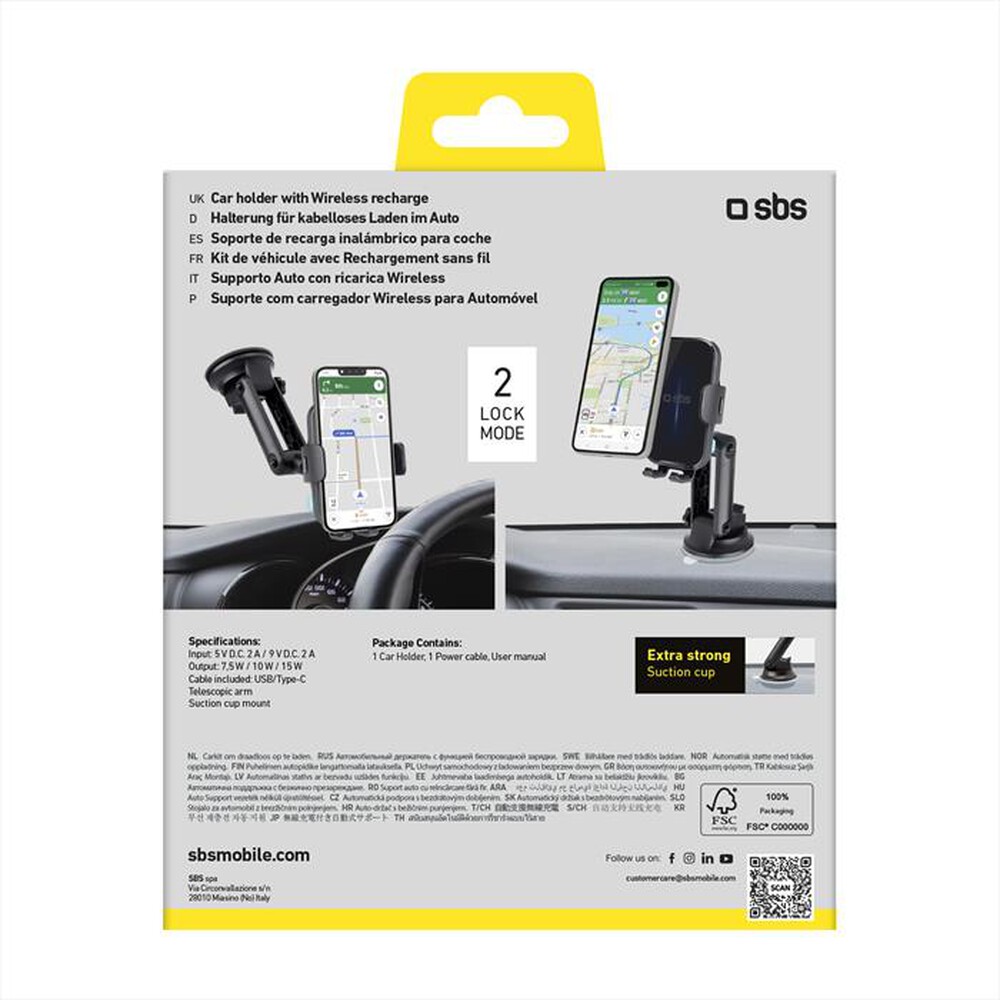 Immagine del prodotto SBS - Supporto auto per telefono TESUPEXTWIR15W-Nero