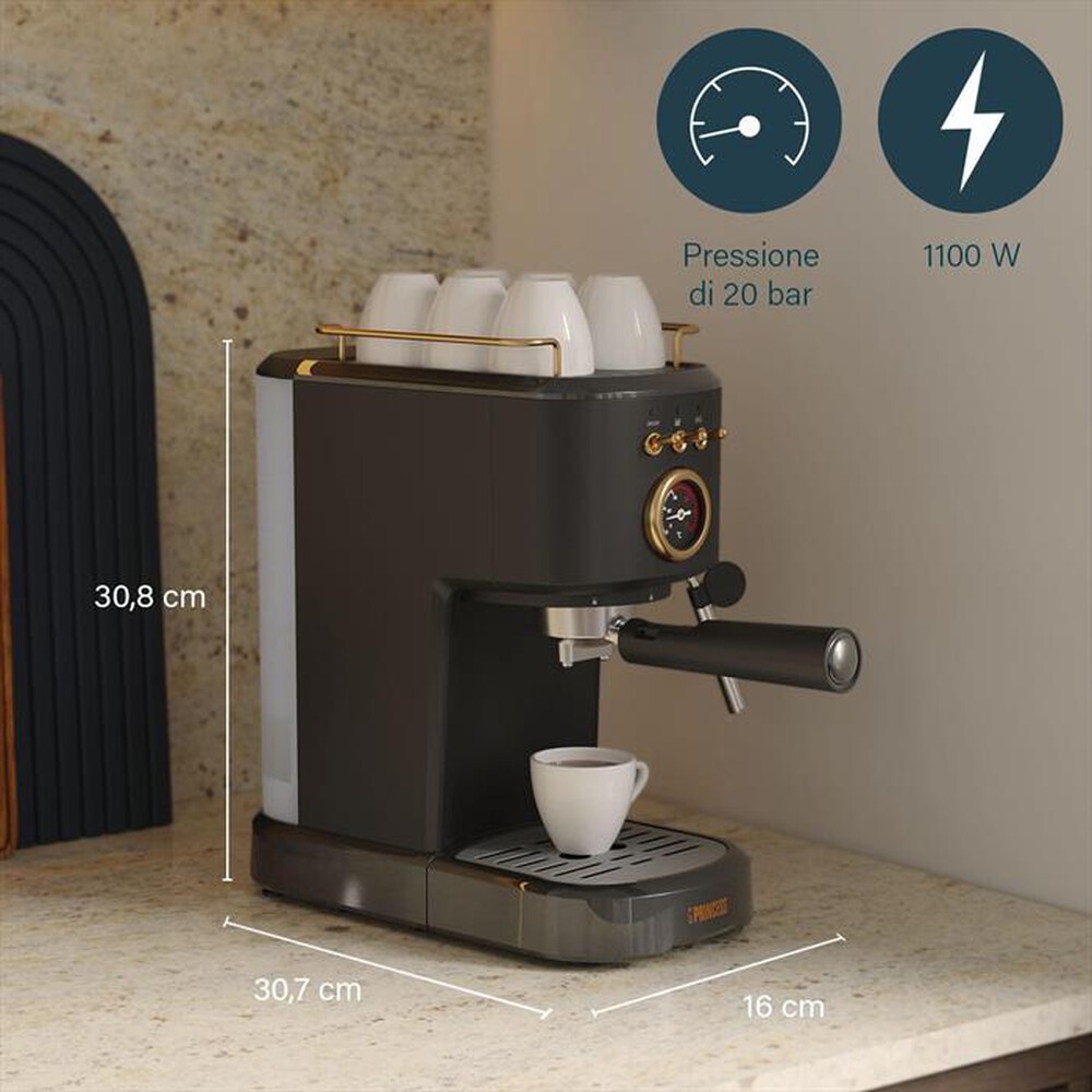 "PRINCESS - MACCHINA CAFFE' ESPRESSO 3 IN 1-Nero / Acciaio-Plastica"