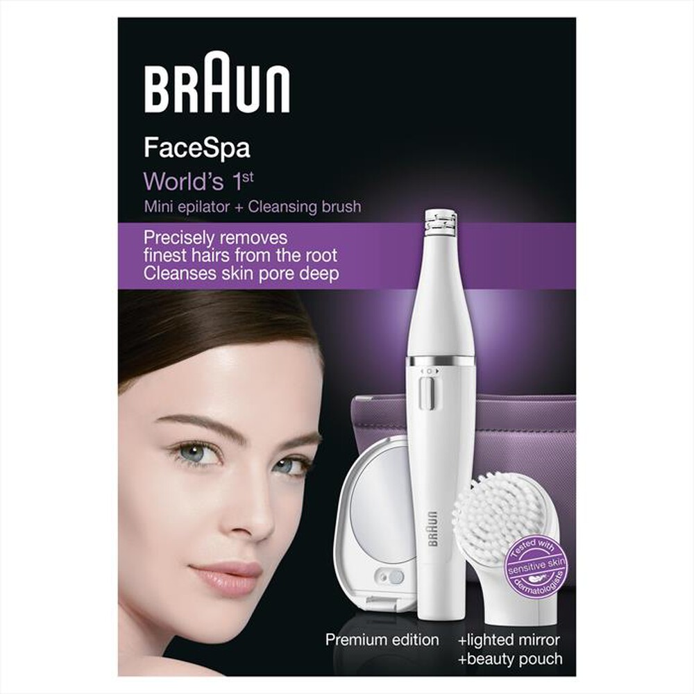 "BRAUN - Face 830  miniepilatore + spazzola viso-Bianco"