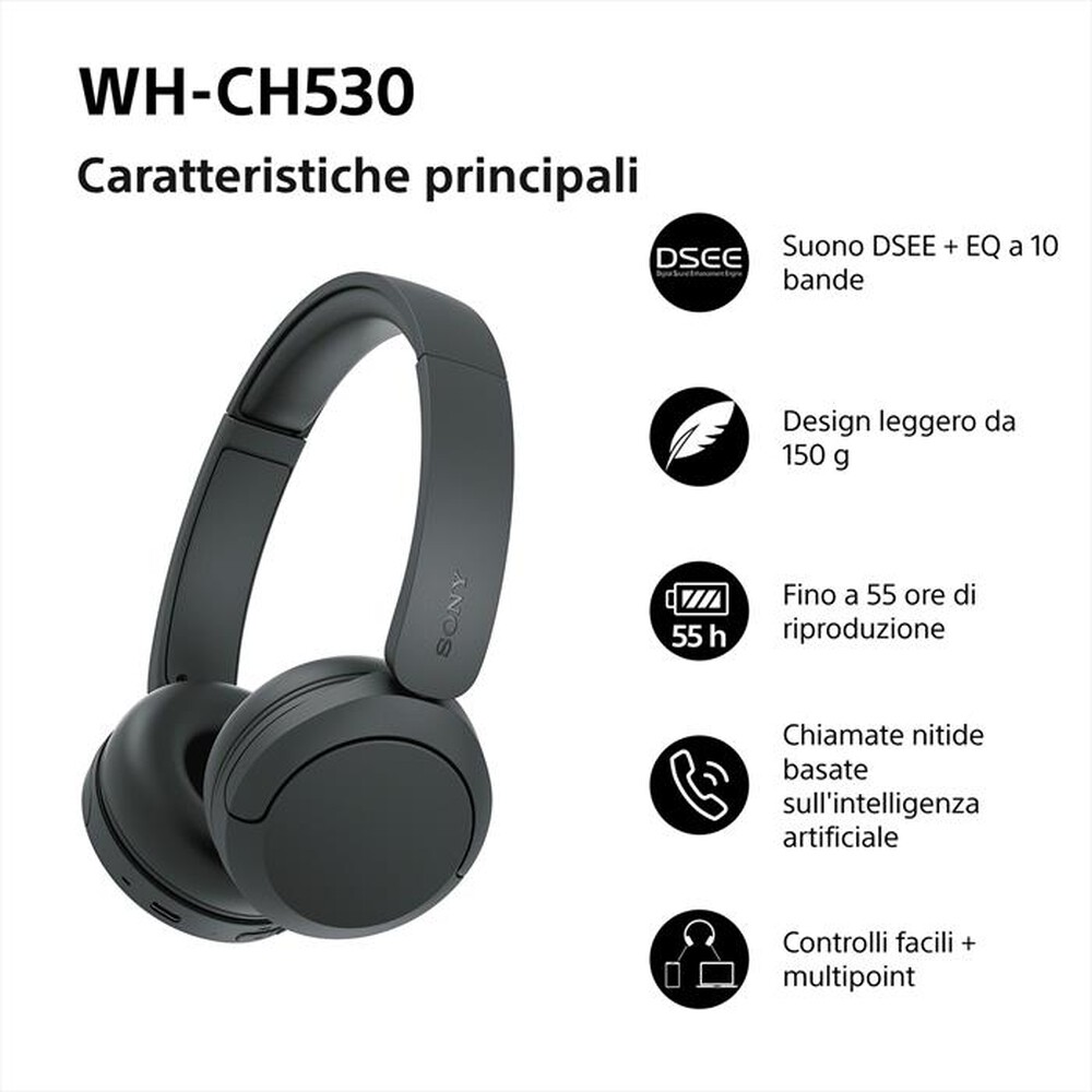 Immagine del prodotto SONY - Cuffie Bluetooth On-ear WH-CH530-Black