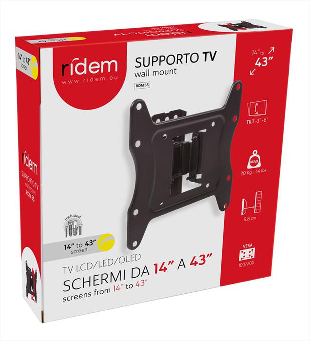 "RIDEM - Staffa a parete per TV da 14\" a 43\" RDMS5"