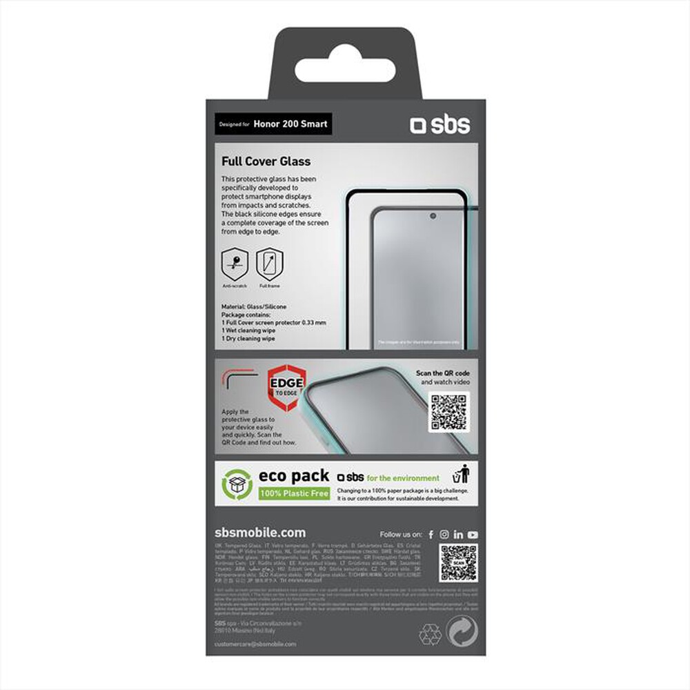 Immagine del prodotto SBS - Pellicola TESCRFCHO200SMT per Honor 200 Smart-Nero