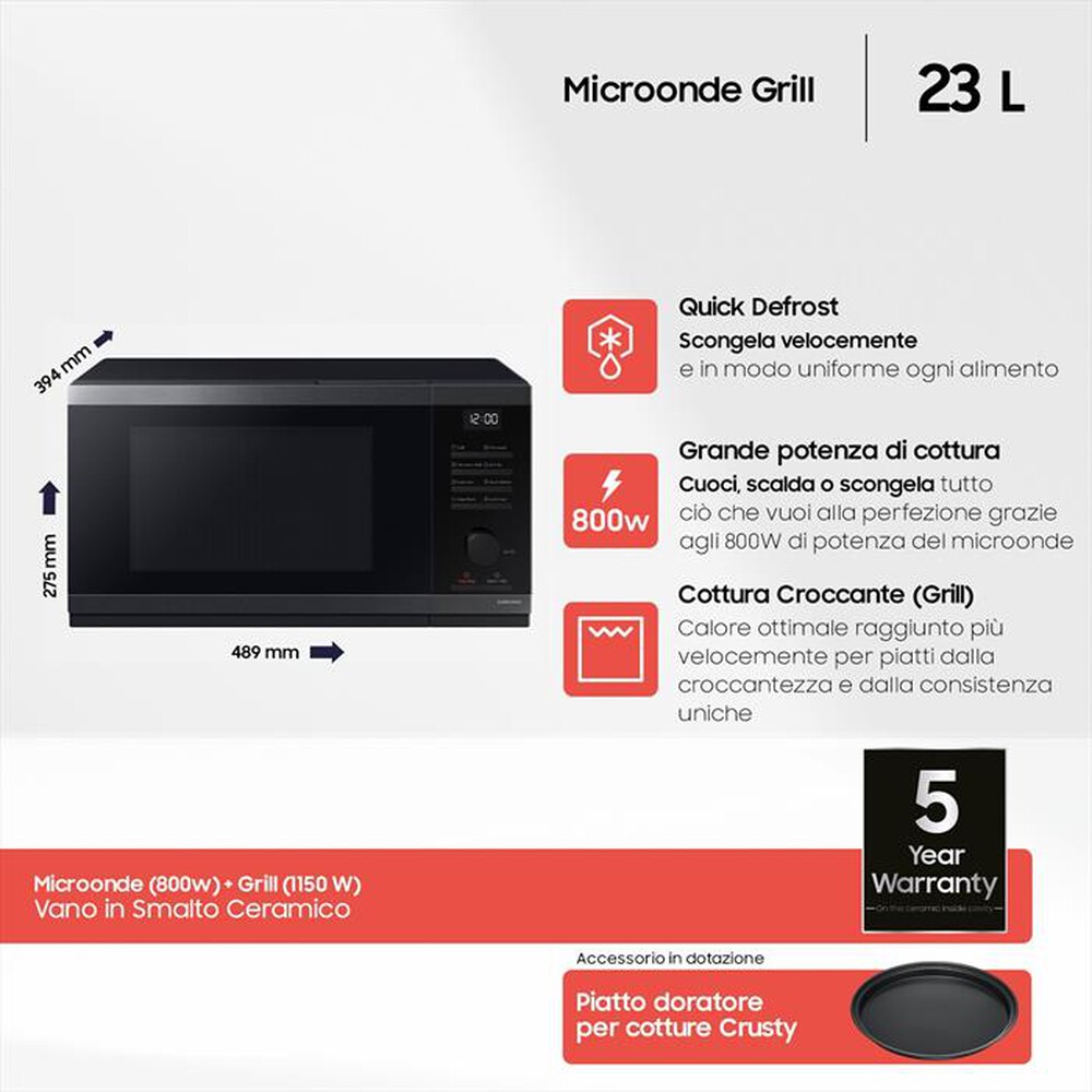 Immagine del prodotto SAMSUNG - Forno microonde MG23DG4524CGE1-Nero