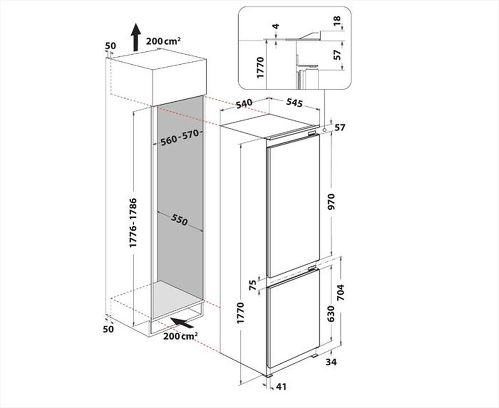 Immagine del prodotto HOTPOINT ARISTON - Frigorifero combinato BCB 703011 E Classe E 273 lt-White
