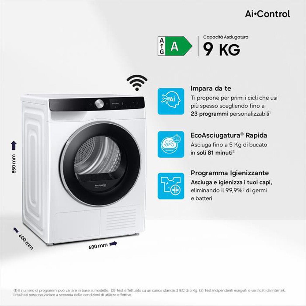 Immagine del prodotto SAMSUNG - Asciugatrice DV90DG6845LKU3 9Kg Classe A-Bianco