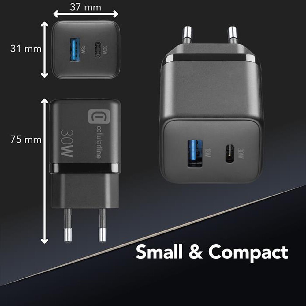 Immagine del prodotto CELLULARLINE - Carica batterie ACHUSBGAN2PD30WK-Nero