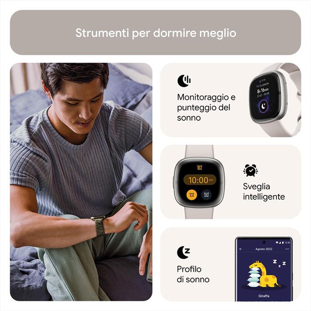 "FITBIT - SENSE 2 - FB521SRWT-BIANCO LUNARE/ALL GRIG"