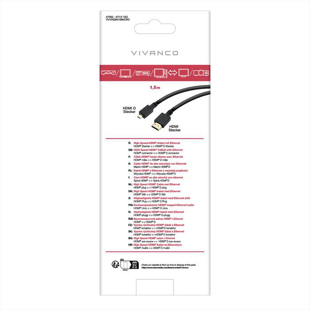 Immagine del prodotto SBS - Cavo micro HDMI ad alta velocit&agrave; con Ethernet-Nero