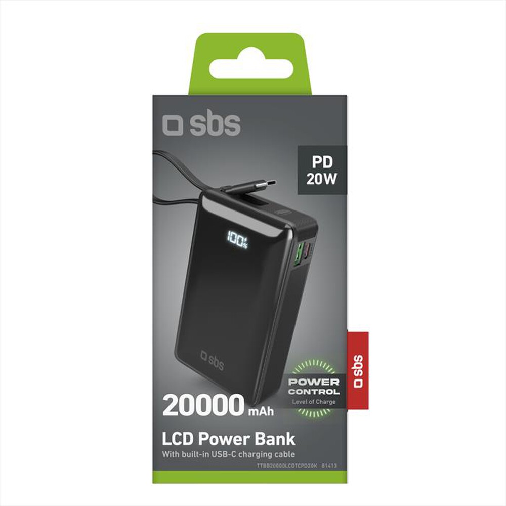 Immagine del prodotto SBS - Powerbank TTBB20000LCDTCPD20K-Nero
