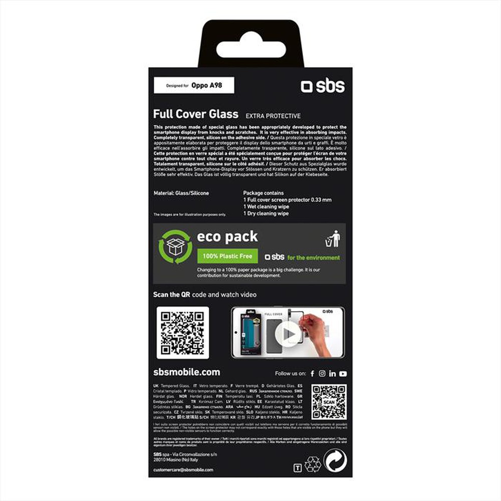 "SBS - Screen protector TESCRFCOPA98 per Oppo A98-Nero"