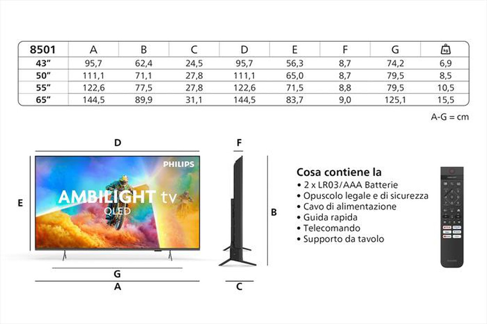 Immagine del prodotto PHILIPS - Smart TV QLED 4K 43" 43PQS8501/12-Black
