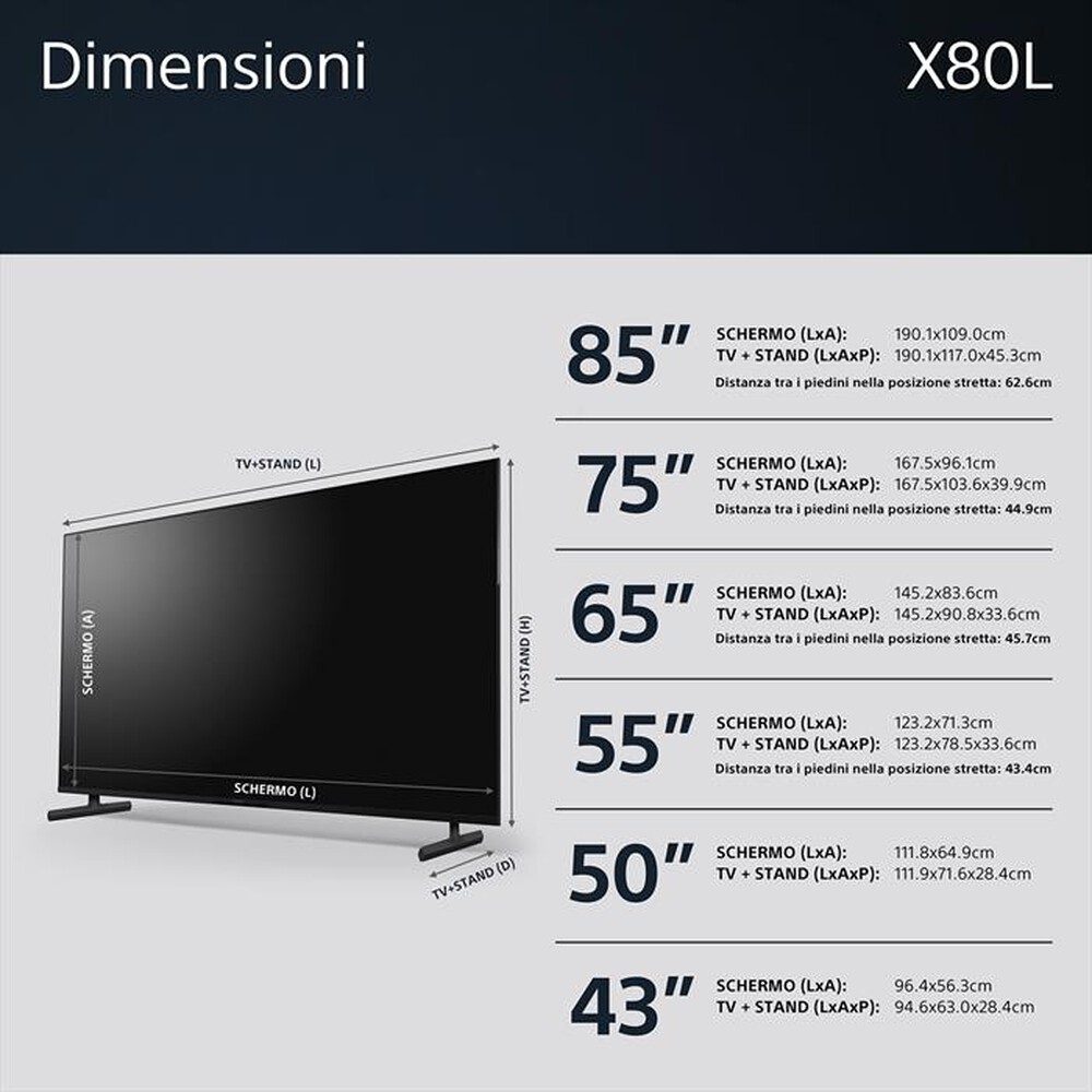 "SONY - Smart TV LED UHD 4K 43\" KD43X80LPAEP-Nero"