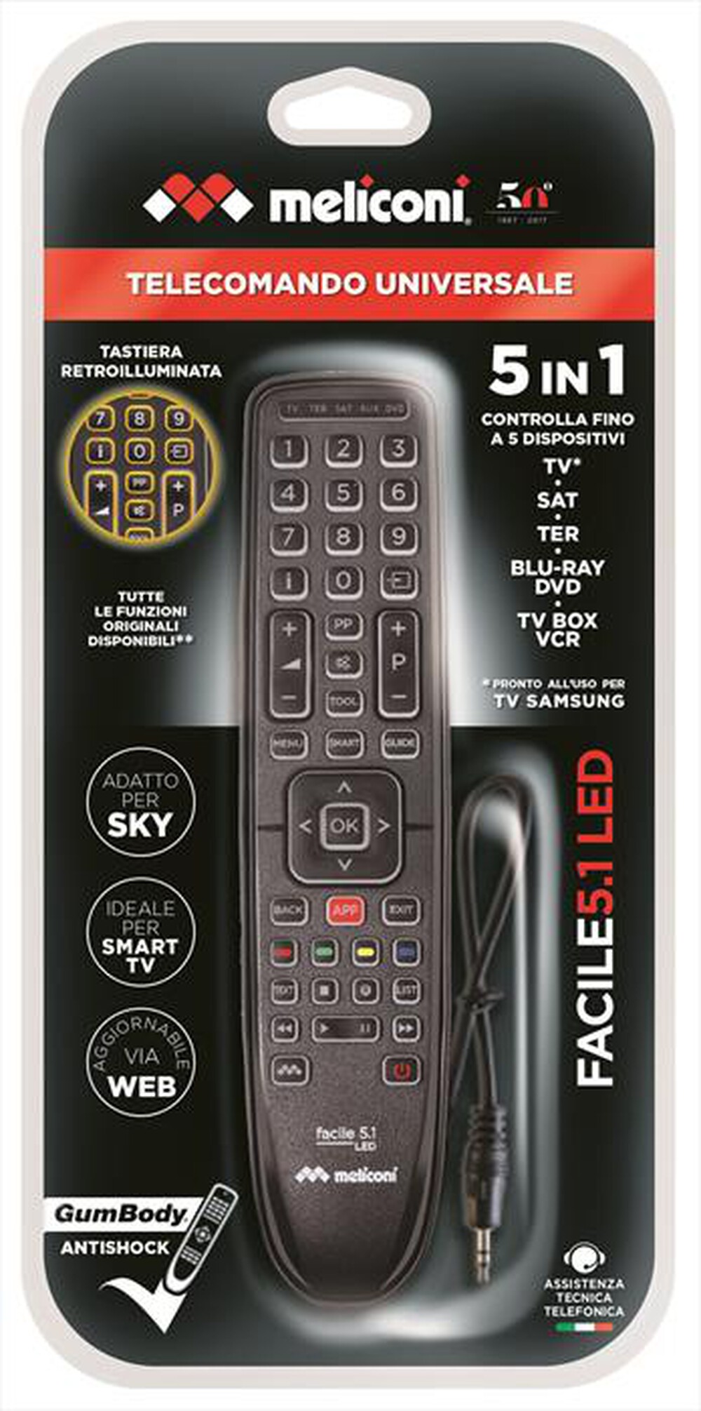 audible Supersonic speed Judgment MELICONI - FACILE 5.1 LED - Calotta ABS nera opaca con ins | Euronics