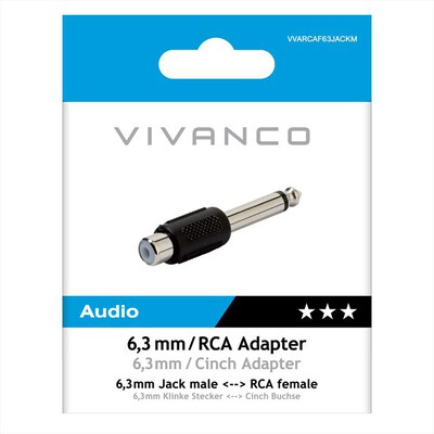 SBS - Adattatore audio RCA f a adattatore Jack 6,3 mm m-Nero