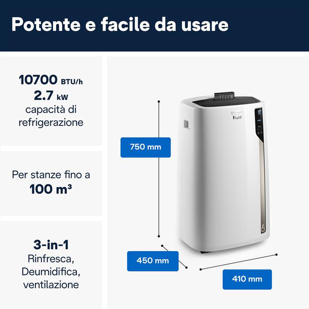 "DE LONGHI - PAC EL98 ECO REAL FEEL Condizionatore portatile-Bianco"