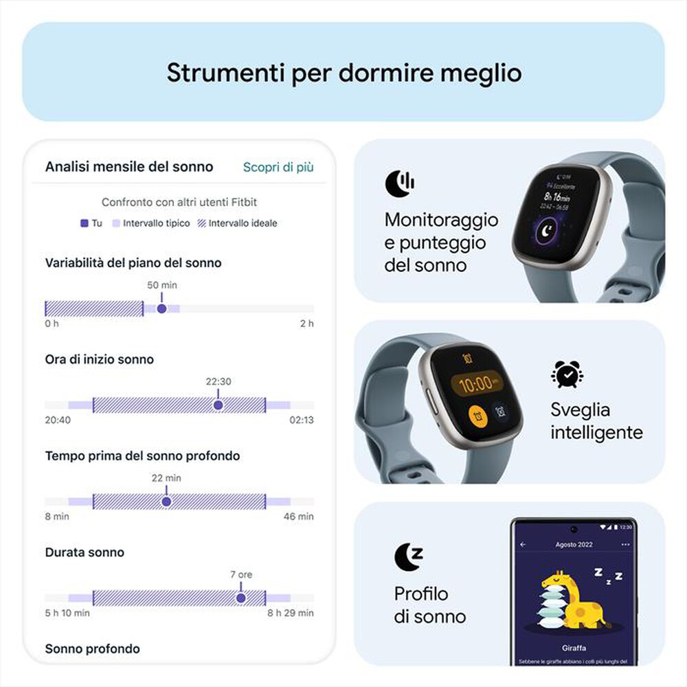 "FITBIT - VERSA 4 - FB523SRAG-BLU AVIO/ALL GRIGIO PL"