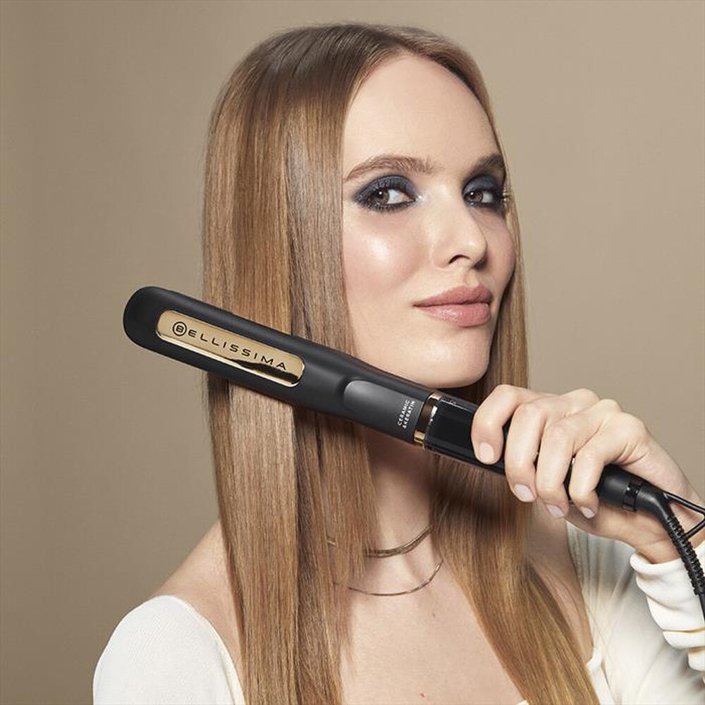 "BELLISSIMA IMETEC - PIASTRA PER CAPELLI A VAPORE STEAM CERAMIC&KERATIN-Nero, Oro"