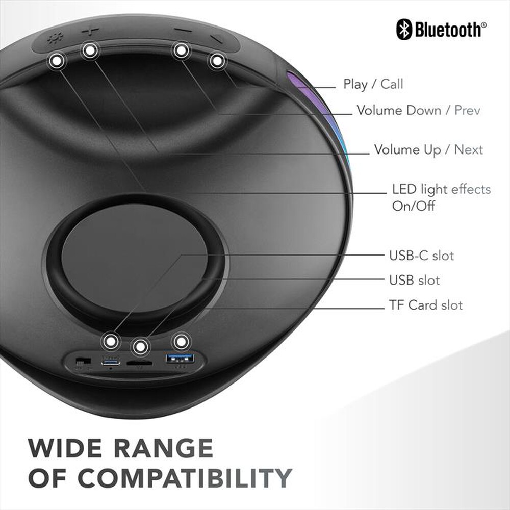 Immagine del prodotto MUSIC SOUND - Speaker Bluetooth portatile VORA-Nero