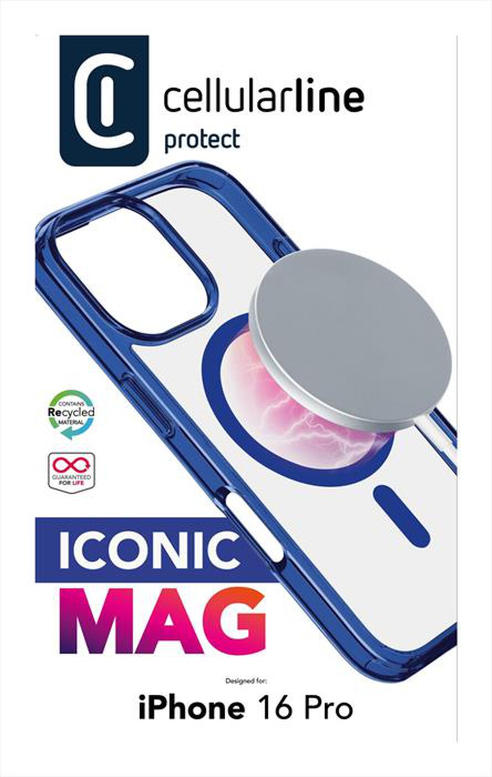 "CELLULARLINE - Cover case ICONIC MAG per iPhone 16 Pro-Blue"