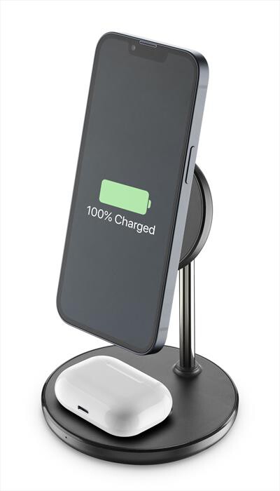 CELLULARLINE - Supporto tavolo ricarica wireless MAGSF2IN1WIRK-Nero