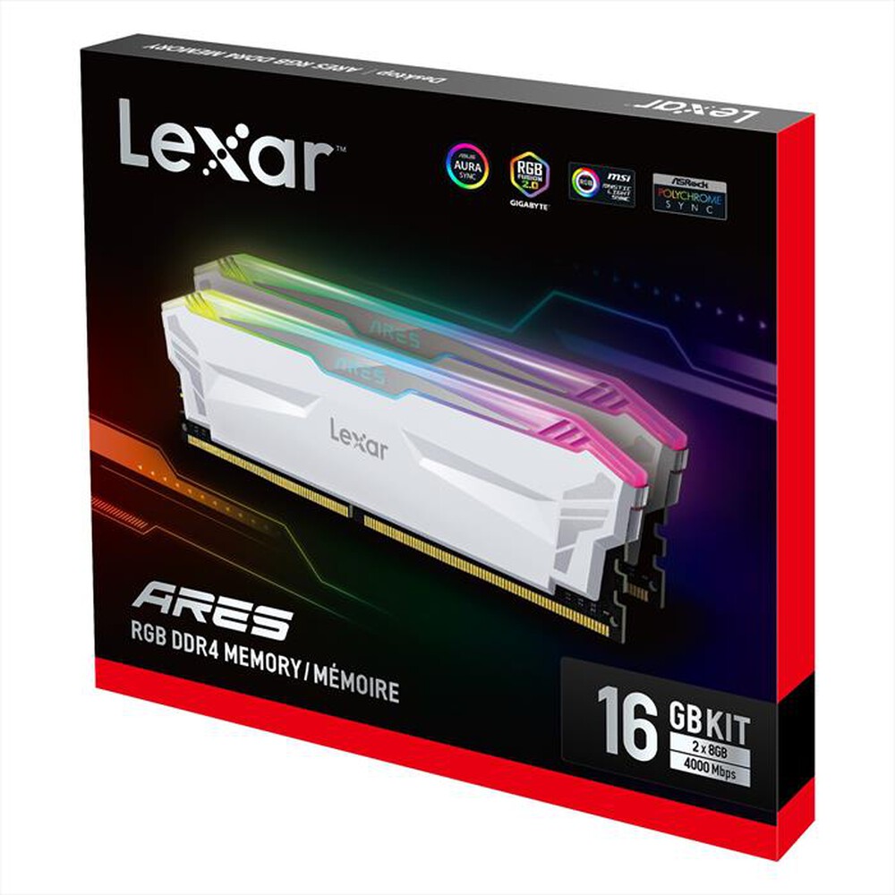"LEXAR - Memoria per desktop 2X8GB DDR4 ARES-White"