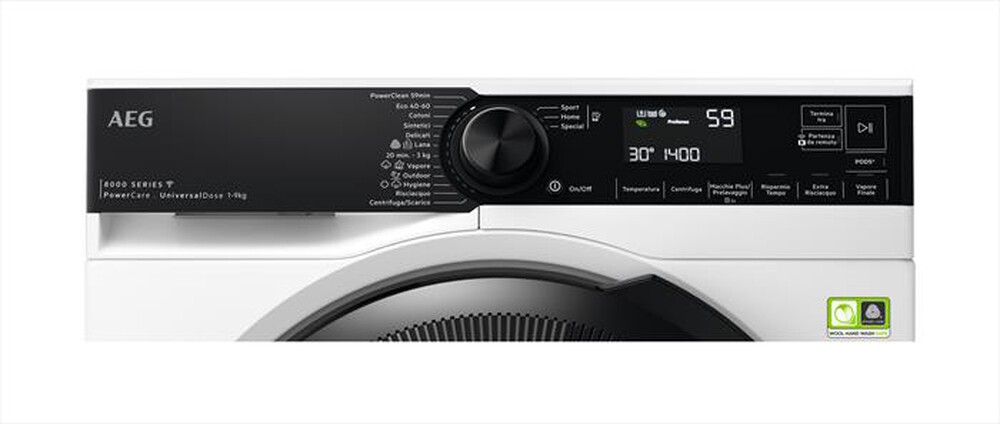 "AEG - Lavatrice LR8H94GBY 9 Kg Classe A-Bianco/oblò nero"