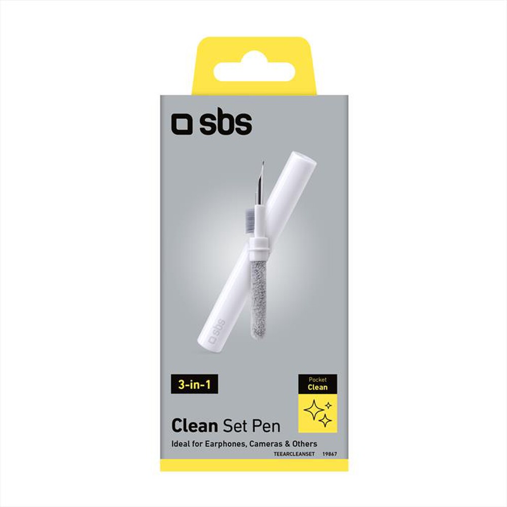 "SBS - Kit di pulizia 3 in 1 per auricolari TEEARCLEANSET-Bianco"