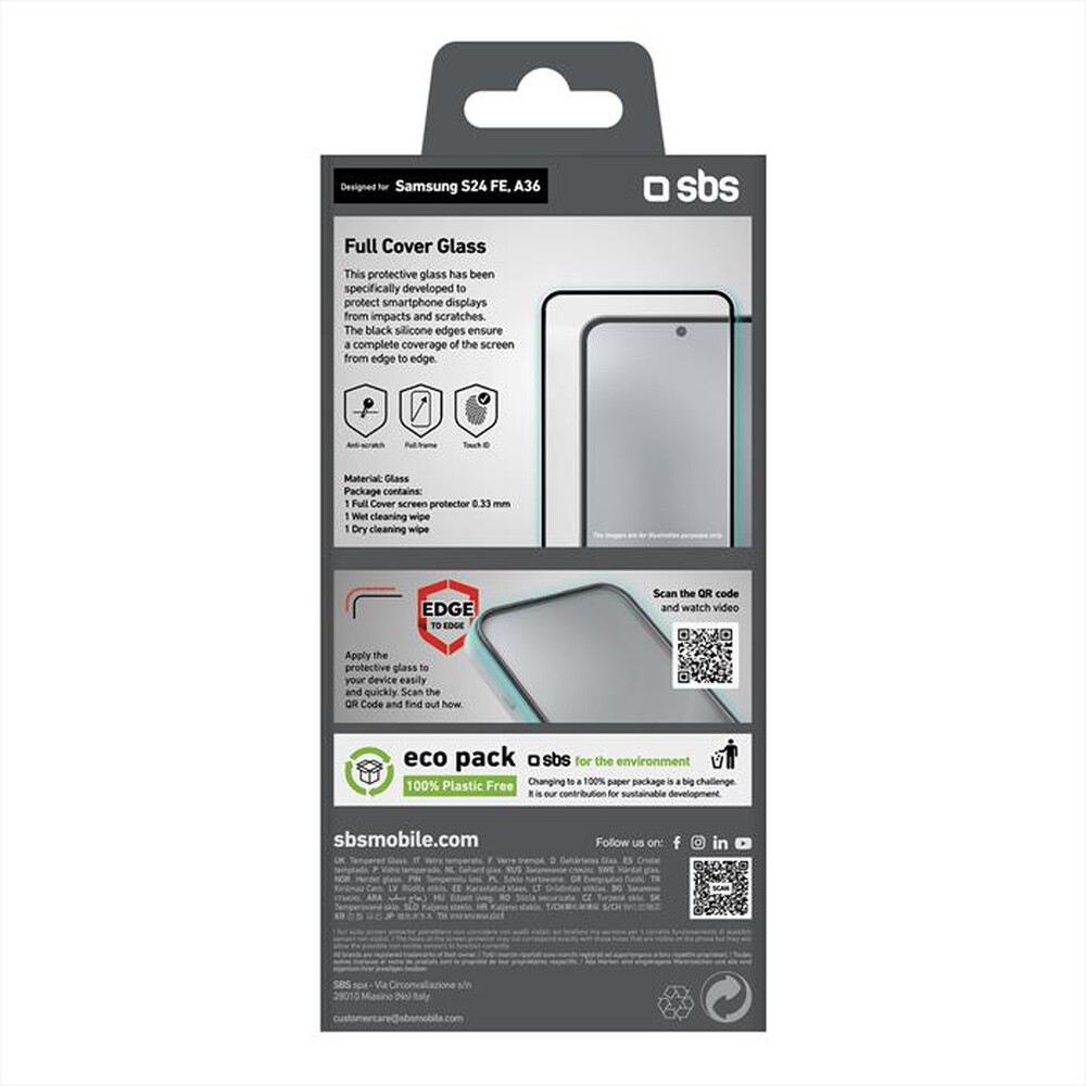Immagine del prodotto SBS - Full cover glass Samsung S24 FE TESCRFCSAS24FE-Nero