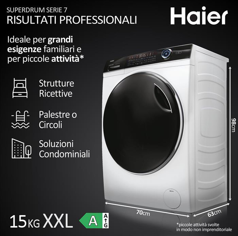 "HAIER - Lavatrice HW150-BP14986EIT 15 Kg Classe A-Bianco"