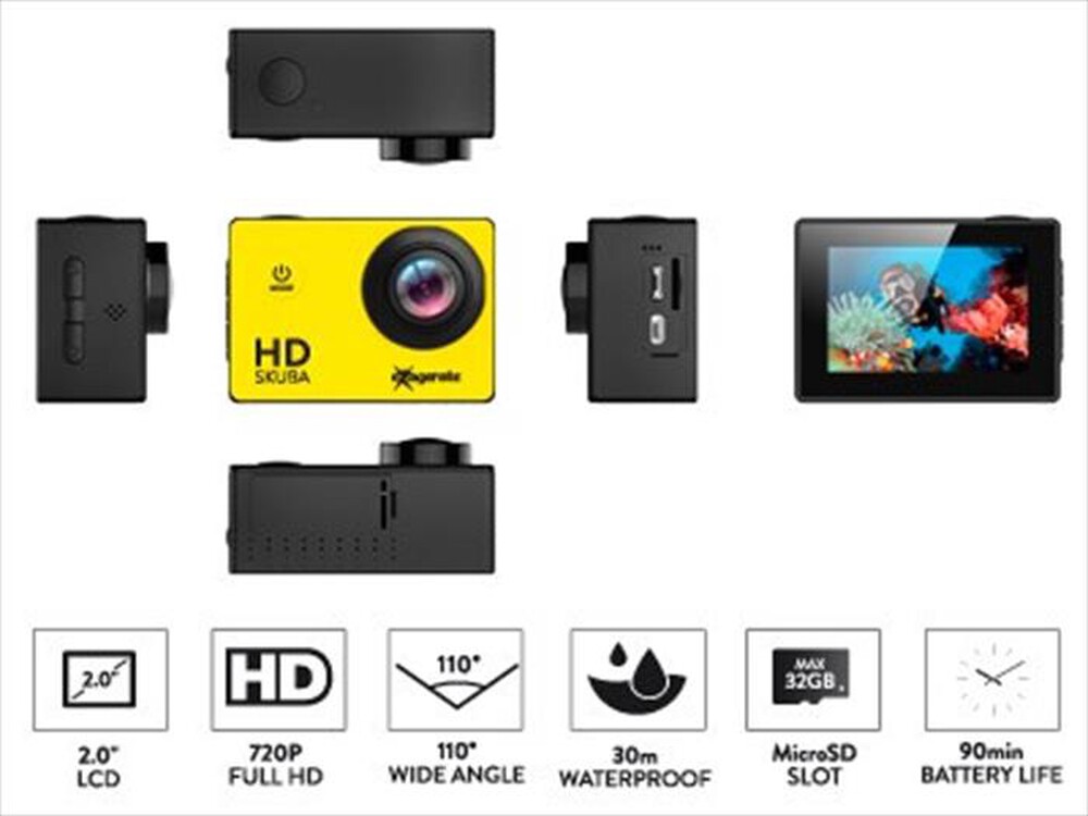 Immagine del prodotto HAMLET - Action Cam HD SKUBA con Custodia Impermeabile-giallo/nero